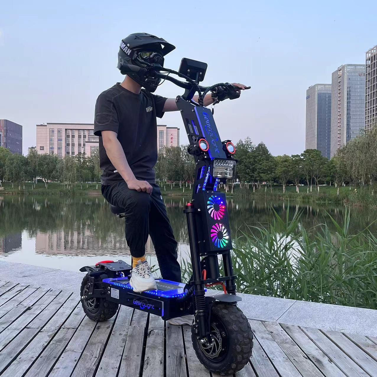 G14 electric scooter with rider